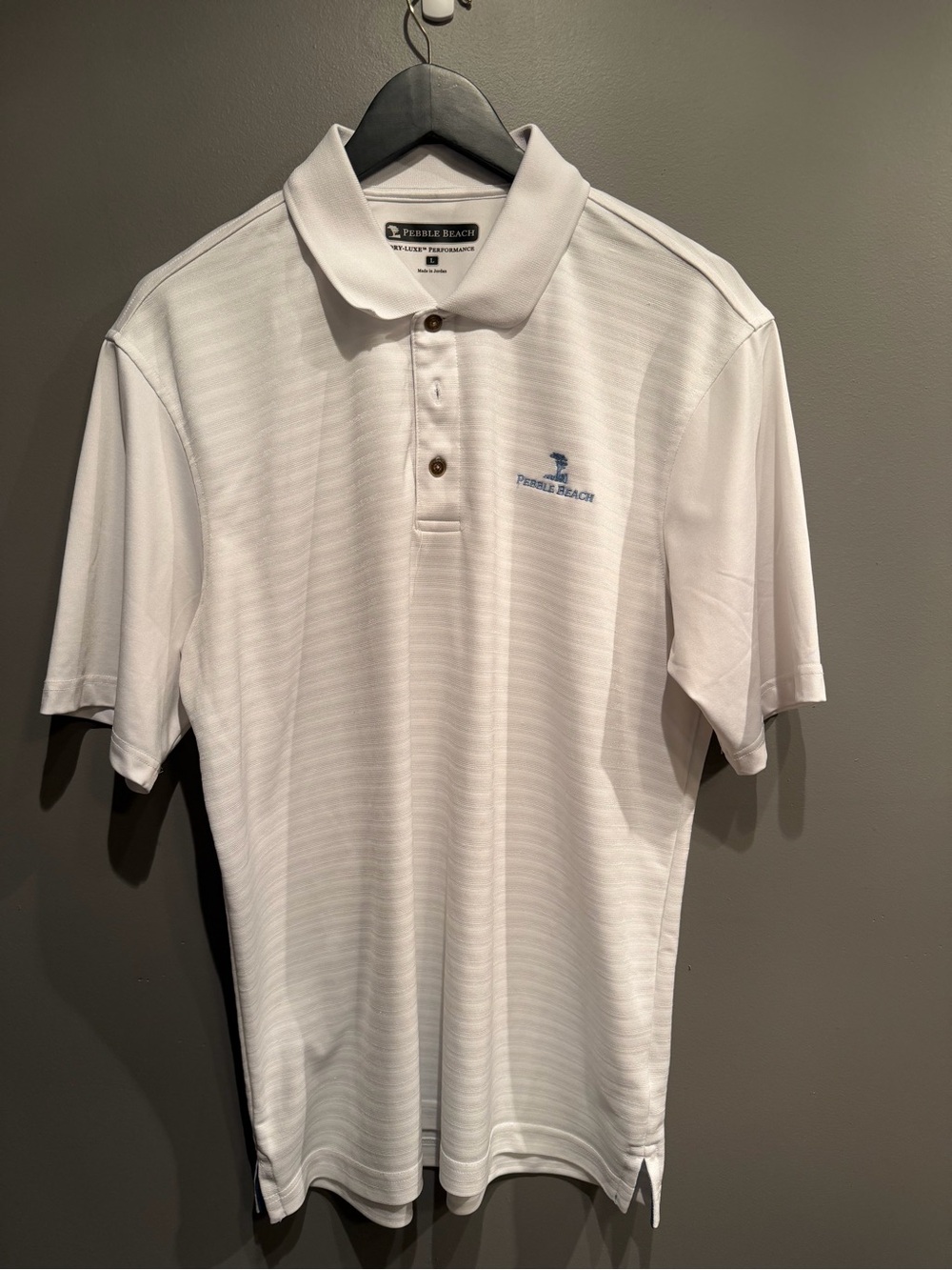 Pebble Beach Dry-Luxe Performance Polo Shirt Men’s White Golf Casual Size Large